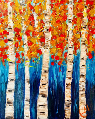 Fall birch trees